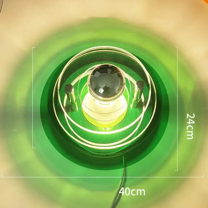 Green glass creative acrylic wall lamp with a central bulb and concentric rings for multicolored bedroom decorbites creative acrylic wall