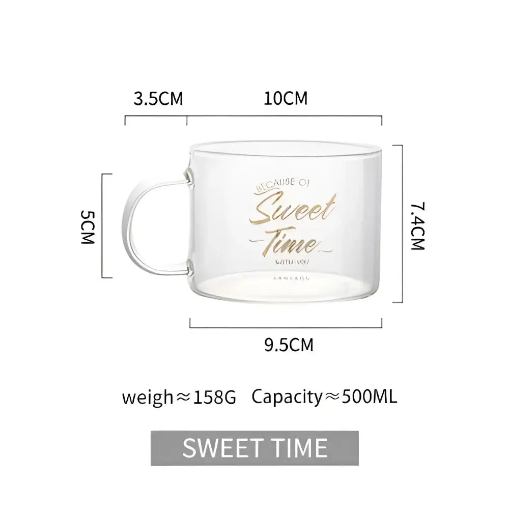 Clear glass creative alphabet glass juice cup with gold cursive text and minimalist handle for kitchen decorbites creative alphabet