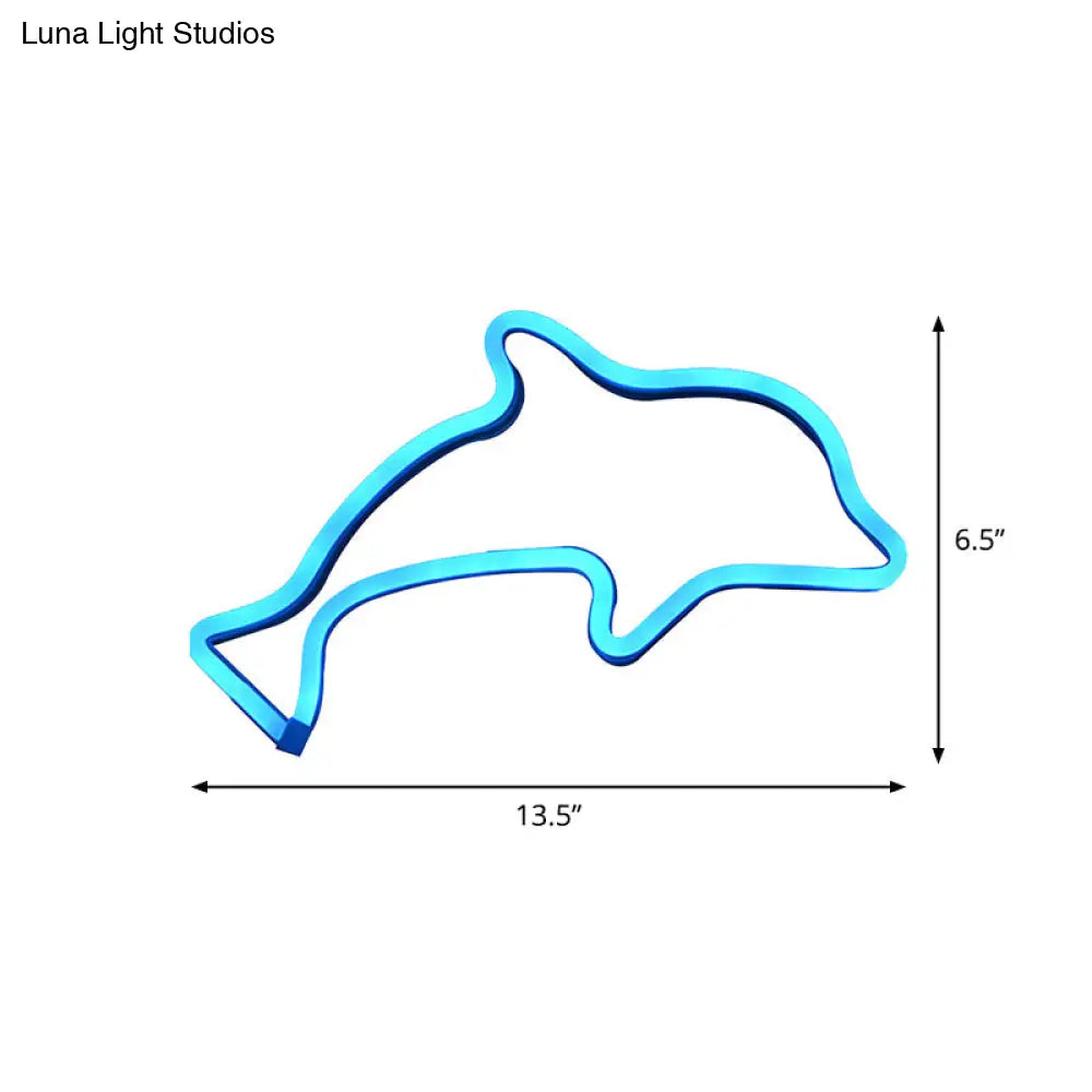 Creative Battery Powered LED Dolphin Boys Bedroom Wall Light in White