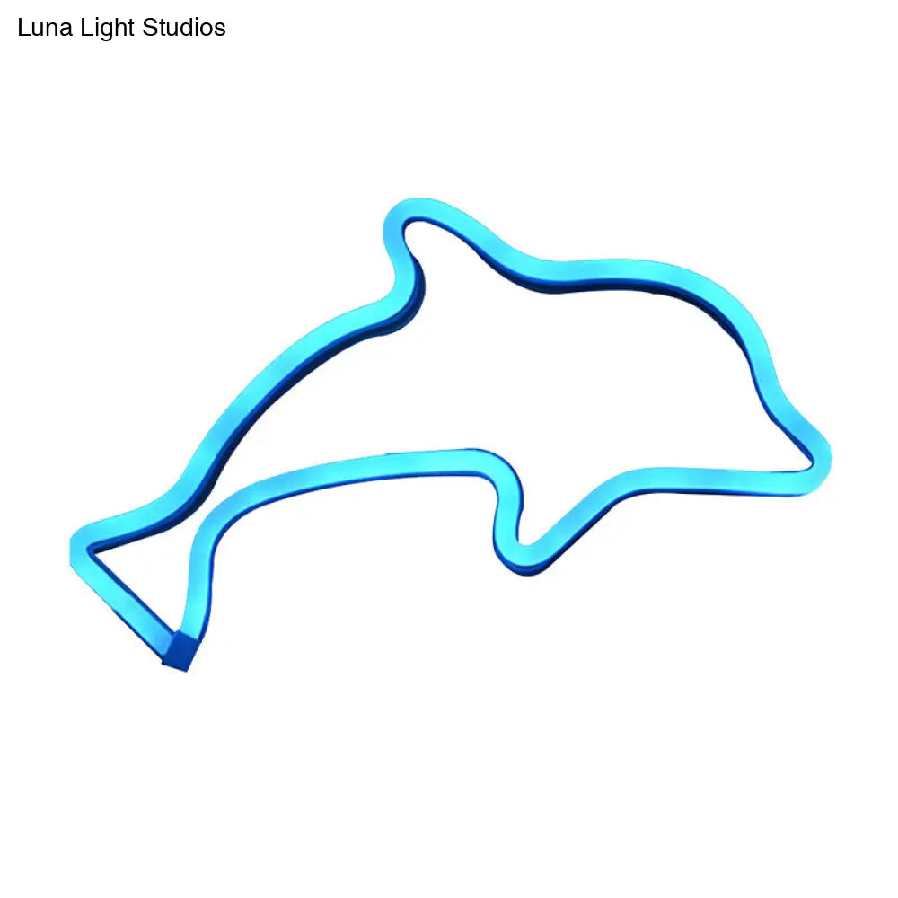 Creative Battery Powered LED Dolphin Boys Bedroom Wall Light in White