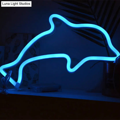 Creative Battery Powered LED Dolphin Boys Bedroom Wall Light in White