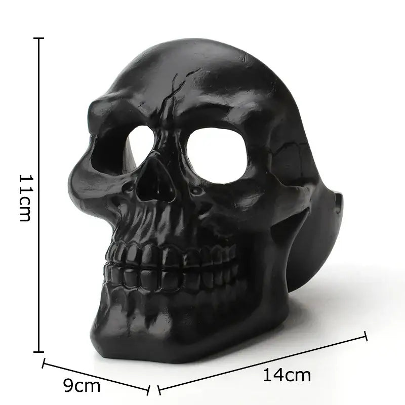 Black glossy plastic skull ashtray 14cm wide 11cm tall creative skull ashtray for living room smoking gift