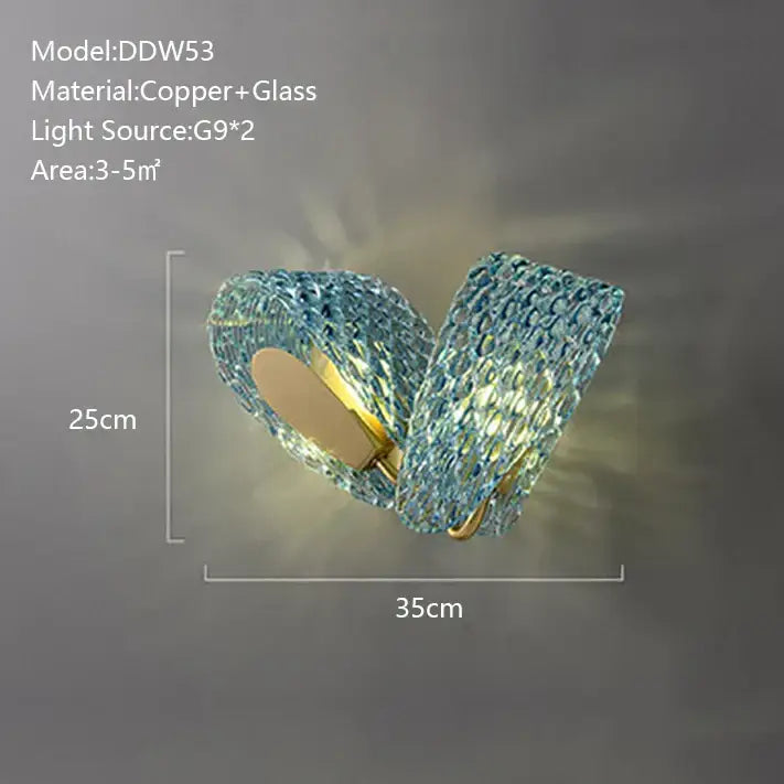 Blue crystal-encrusted copper wall sconce with woven glass design for decorbites blue glass luxury pendant light decor