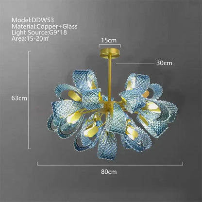 Creative blue glass pendant light with copper finish and petal design enhancing decorbites blue glass luxury decor