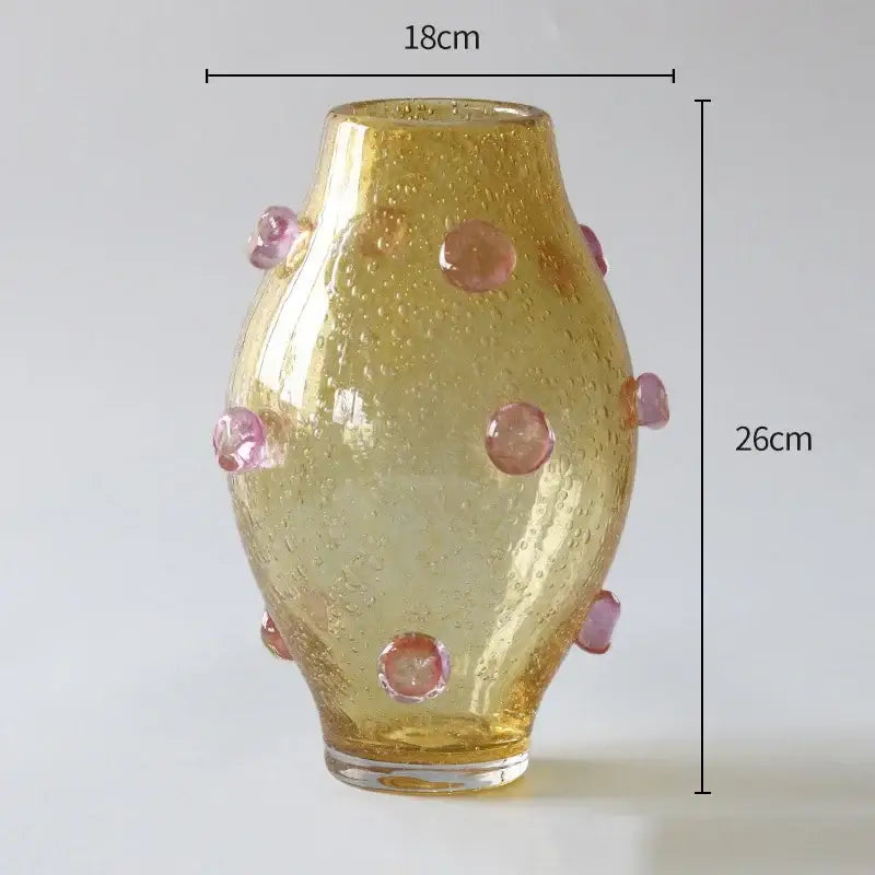 Translucent amber bubble glass vase with textured surface and pink accents from decorbites creative bubble set for living room decor