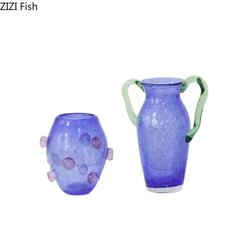 Creative bubble glass blue vases with textured surfaces and decorative accents for living room decorbites creative bubble set