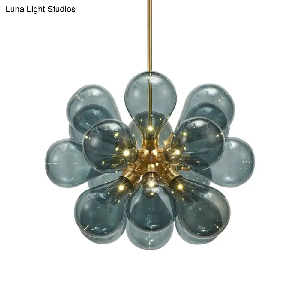 Creative Bubbles Chandelier Glass Pendant Light - 18-Bulb, Gold, Postmodern Design for Bedroom