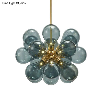 Creative Bubbles Chandelier Glass Pendant Light - 18-Bulb, Gold, Postmodern Design for Bedroom