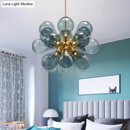 Creative Bubbles Chandelier Glass Pendant Light - 18-Bulb, Gold, Postmodern Design for Bedroom