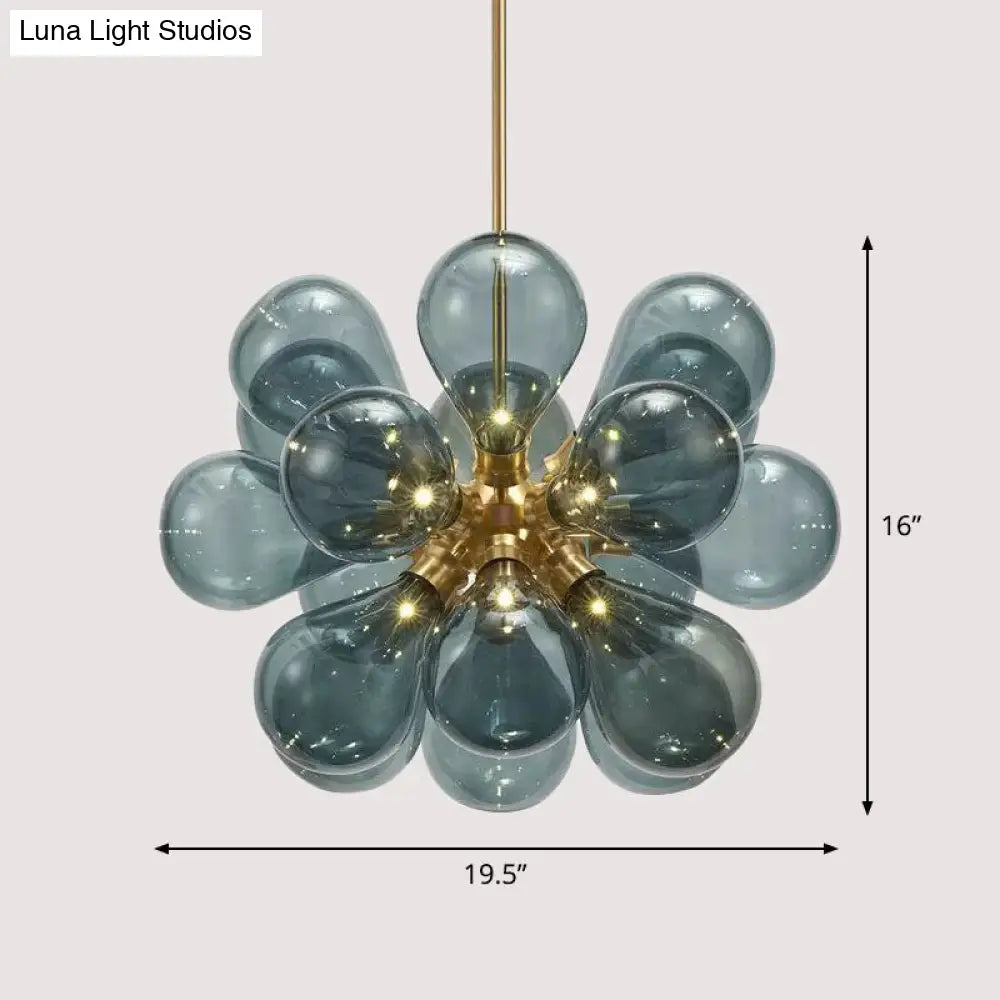 Creative Bubbles Chandelier Glass Pendant Light - 18-Bulb, Gold, Postmodern Design for Bedroom