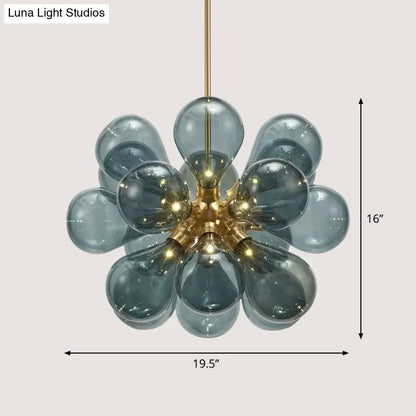 Creative Bubbles Chandelier Glass Pendant Light - 18-Bulb, Gold, Postmodern Design for Bedroom