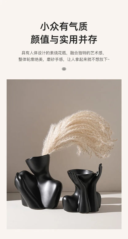 Creative Ceramic Human Vase for Home Decor - Vase