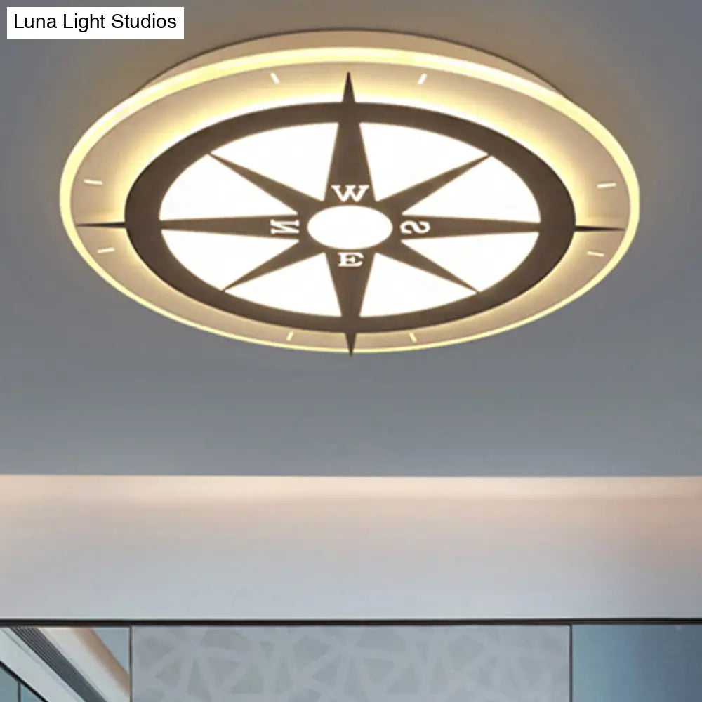 DecorBites™ DecorBites™ Creative Compass Flushmount Light - White Acrylic Ceiling Fixture for Children Room,  Nursing Rooms
