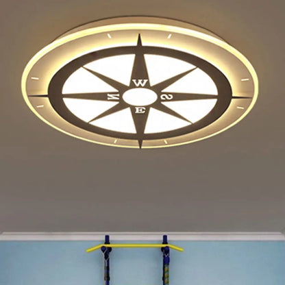 DecorBites™ DecorBites™ Creative Compass Flushmount Light - White Acrylic Ceiling Fixture for Children Room,  Nursing Rooms