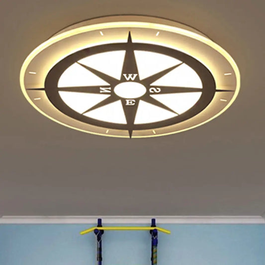 DecorBites™ DecorBites™ Creative Compass Flushmount Light - White Acrylic Ceiling Fixture for Children Room,  Nursing Rooms