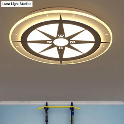 DecorBites™ DecorBites™ Creative Compass Flushmount Light - White Acrylic Ceiling Fixture for Children Room,  Nursing Rooms