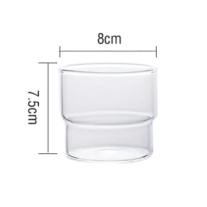 Clear glass coffee smoothie cup with double-walled heat resistant design 8cm diameter by 7.5cm tall decorbites creative