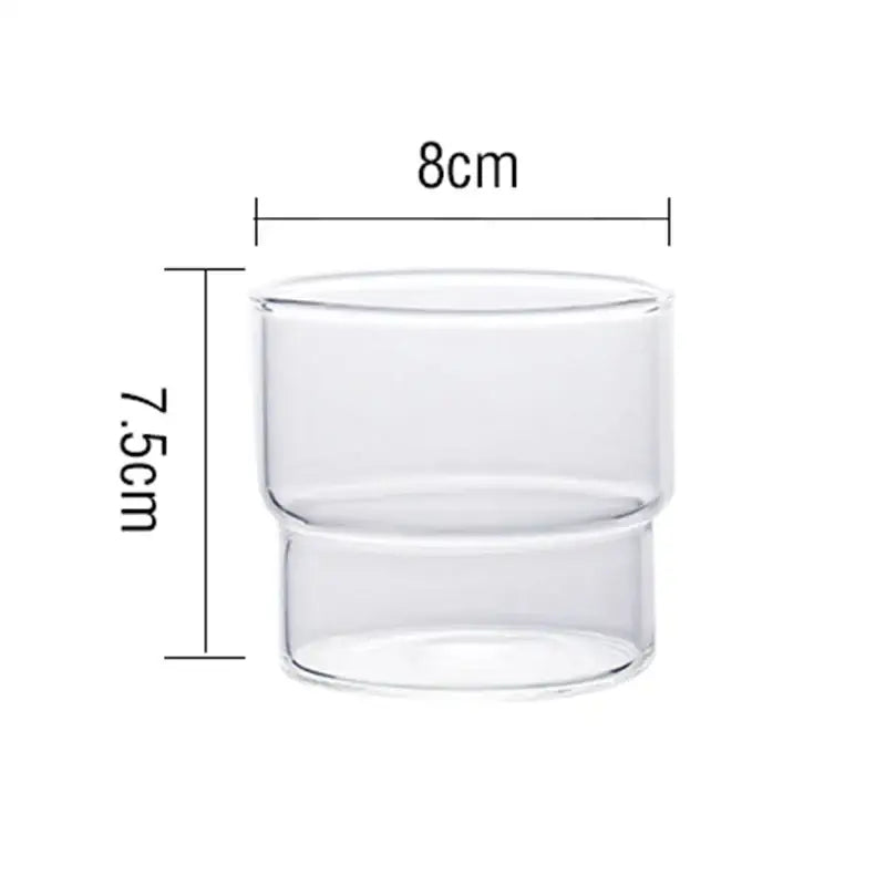 Clear glass coffee smoothie cup with double-walled heat resistant design 8cm diameter 7.5cm tall decorbites creative