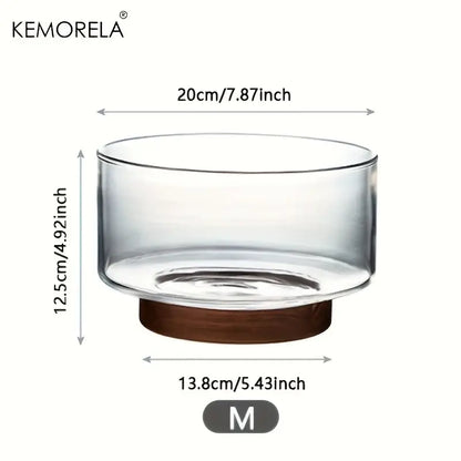 Creative glass fruit bowl with wood base by kemorela designed for dining room decorbites creative glass use