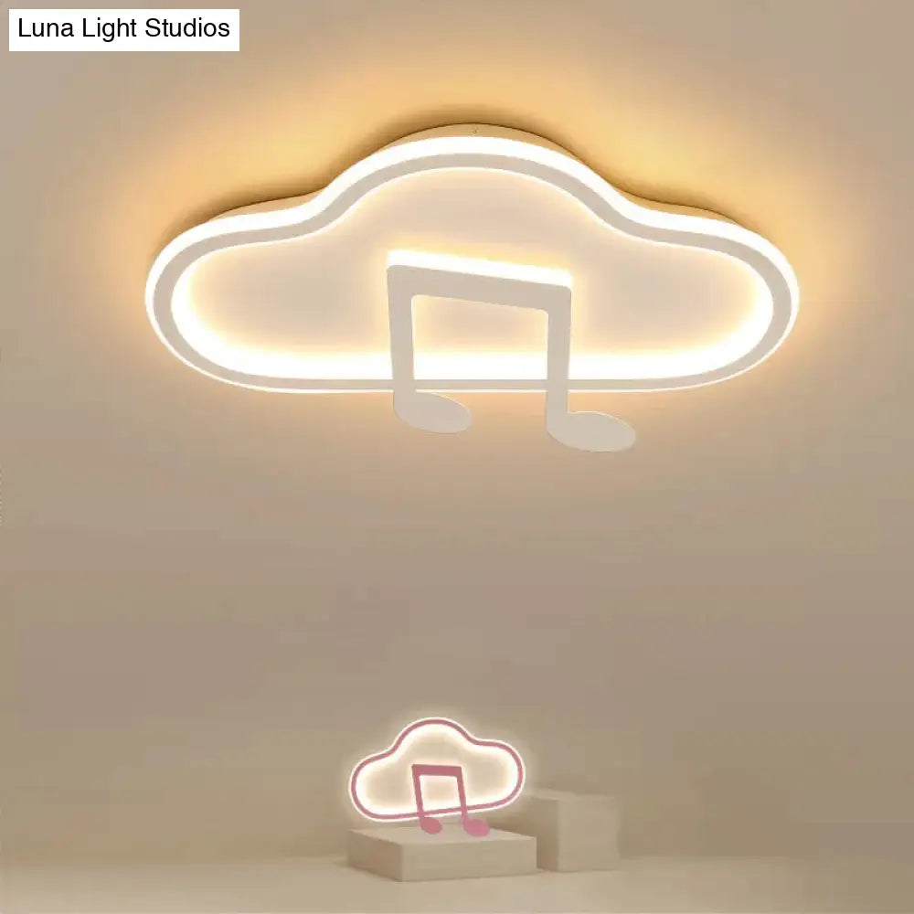 Lámpara de techo DecorBites™ Creative Kids, diseño nube blanca/rosa, 49,5/60 cm de ancho, LED, luz cálida/blanca, montaje en acrílico.