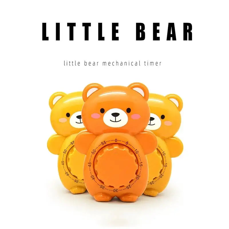 Creative orange bear kitchen timer with rounded plastic body and cheerful mechanical design for kitchen baking use