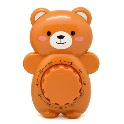 Creative orange plastic bear kitchen timer with glossy finish and white dial for precise kitchen timer use