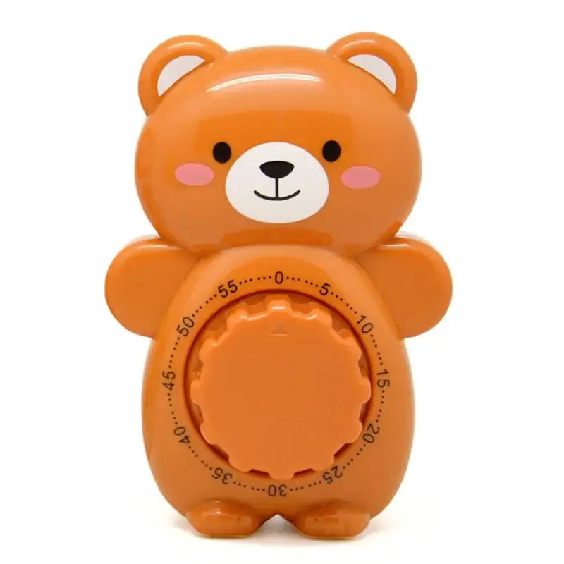 Creative orange plastic bear kitchen timer with glossy finish and white dial for precise kitchen timer use