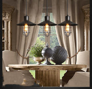 Black Iron Cage Chandelier Explosion-Proof Glass