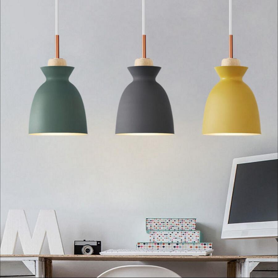 Wood Iron Pendant Light Single-Head Rustic Style