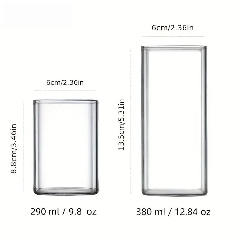 Two clear glass tumblers 290 ml and 380 ml with gold rim decorbites creative square glass cold drink cup kitchen glassware