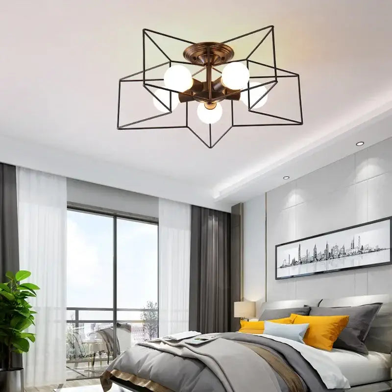 Creative star led ceiling chandelier with bronze metal frame and frosted glass globes for living room decorbites creative star