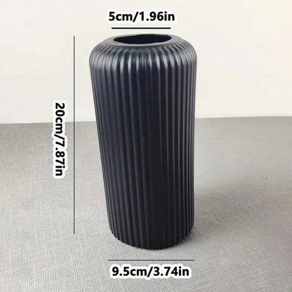 Creative Striped Plastic Flower Vase - Black - Vase