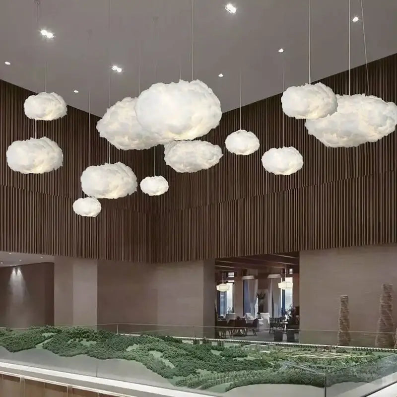 Creative white cotton cloud pendant lamp with fluffy design for kids bedroom decorbites cloud pendant lamp