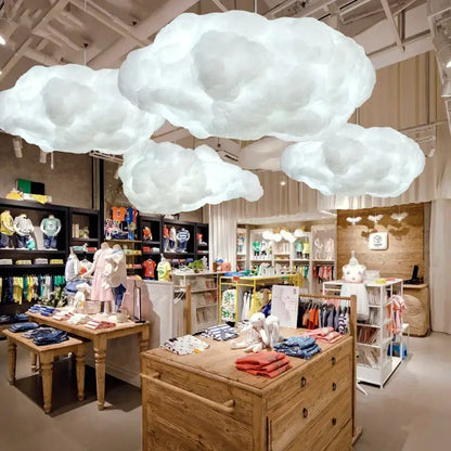 White fluffy cotton cloud pendant lamp hanging above store ideal for kids bedroom decorbites cloud pendant