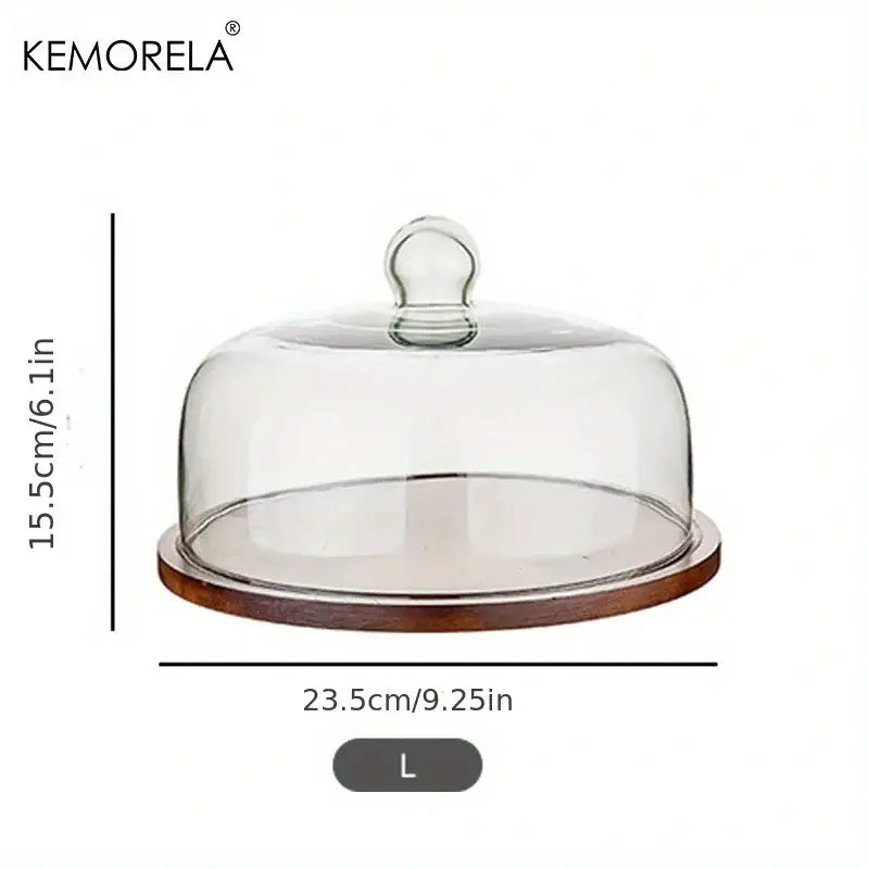 Clear glass cake dome with wooden base and kemorela knob on decorbites creative wooden cake storage box