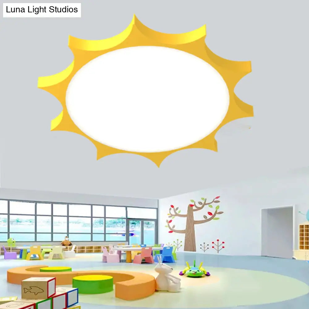 DecorBites™ DecorBites™ Creative Yellow Sun Acrylic LED Flush Mount Ceiling Light Fixture for Kindergarten
