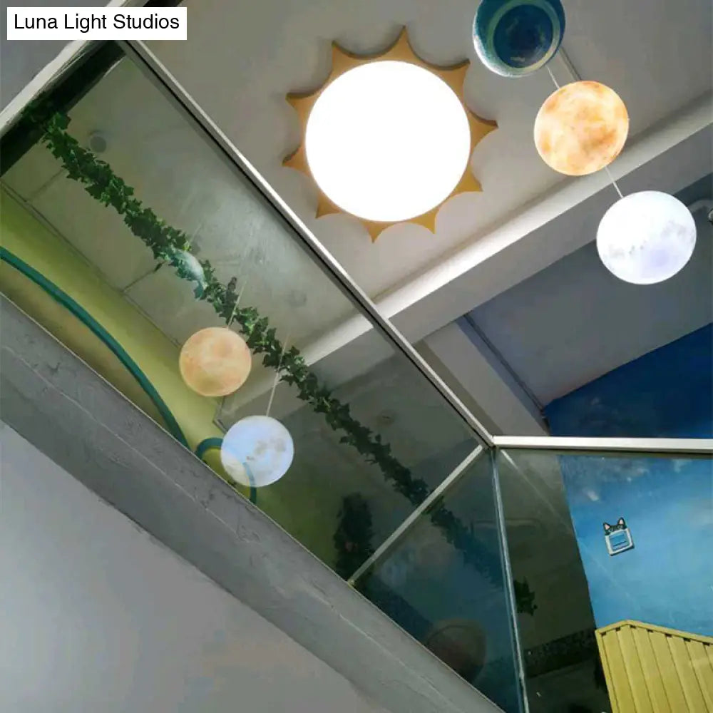 DecorBites™ DecorBites™ Creative Yellow Sun Acrylic LED Flush Mount Ceiling Light Fixture for Kindergarten