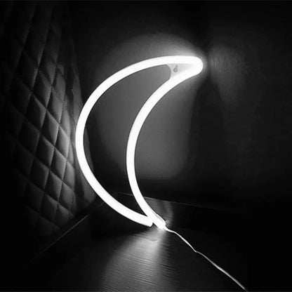 Crescent Shaped Battery-Powered LED Wall Light - Decorative White Night Lighting