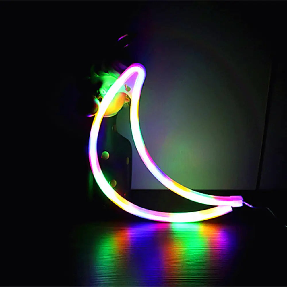 Crescent Shaped Battery-Powered LED Wall Light - Decorative White Night Lighting