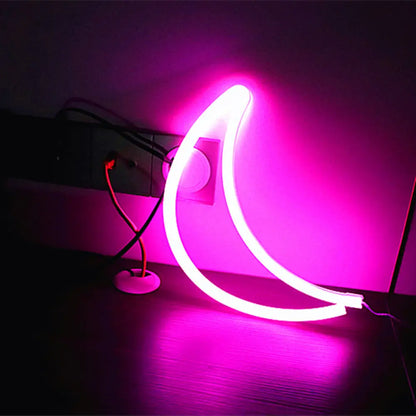 Crescent Shaped Battery-Powered LED Wall Light - Decorative White Night Lighting