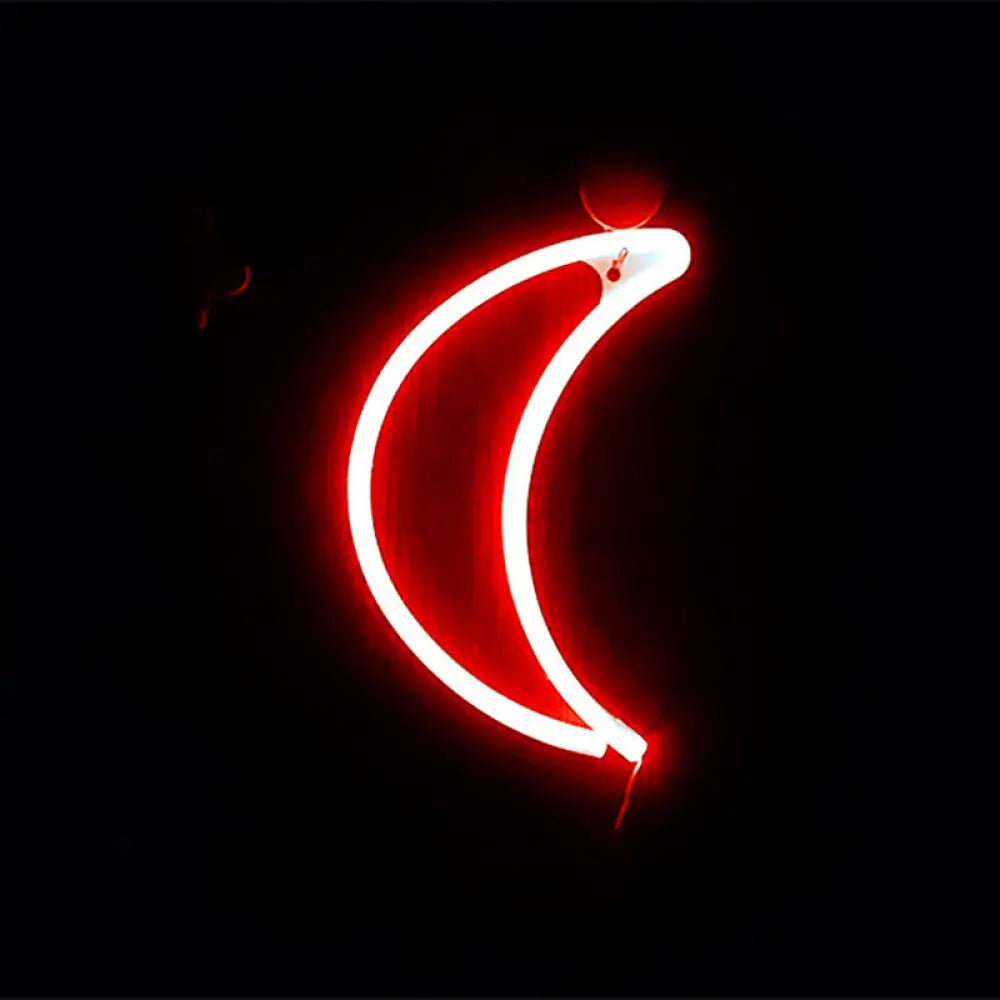Crescent Shaped Battery-Powered LED Wall Light - Decorative White Night Lighting