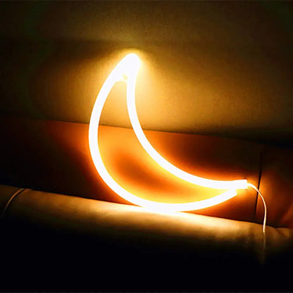 Crescent Shaped Battery-Powered LED Wall Light - Decorative White Night Lighting