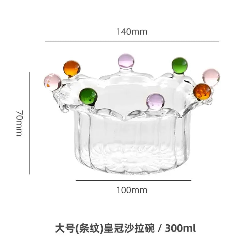 Crown clear glass fruit bowl with colorful gemstone accents ideal as decorbites clear glass dining room dish