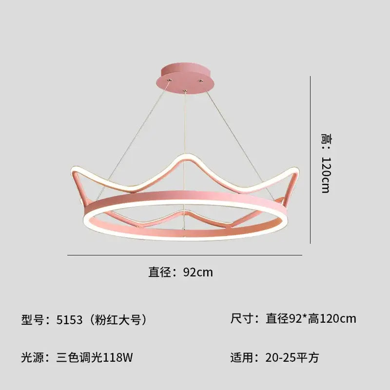 A modern pink crown design led ceiling light with three-color adjustable lighting for living room decorbites crown design gold
