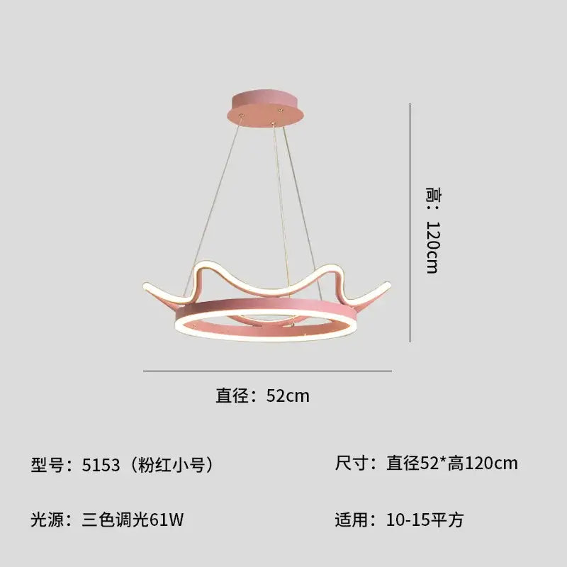 Pink crown design gold chandelier with white spheres and three-color adjustable led lighting for living room decorbites crown design