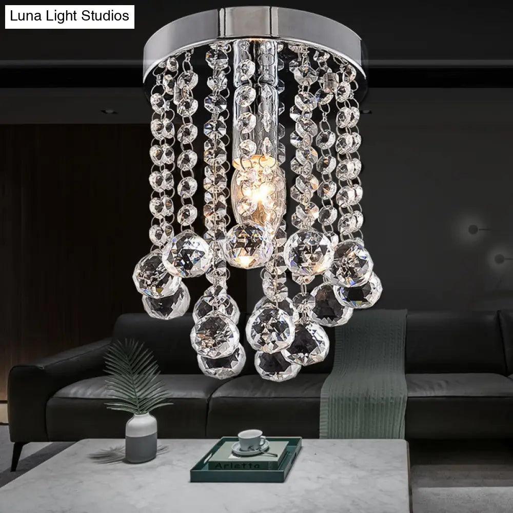 DecorBites™ مصباح DecorBites™ Crystal Ball Flush Mount مع لمسة نهائية من الكروم لسقف الممر