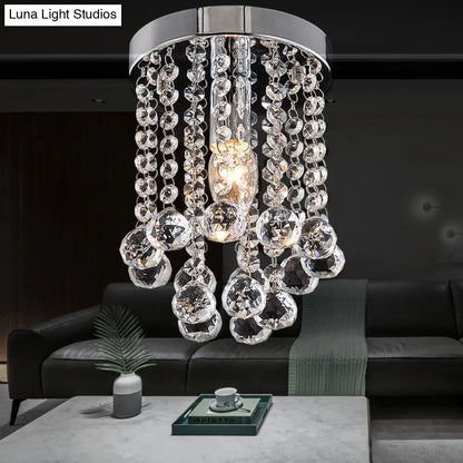 DecorBites™ مصباح DecorBites™ Crystal Ball Flush Mount مع لمسة نهائية من الكروم لسقف الممر