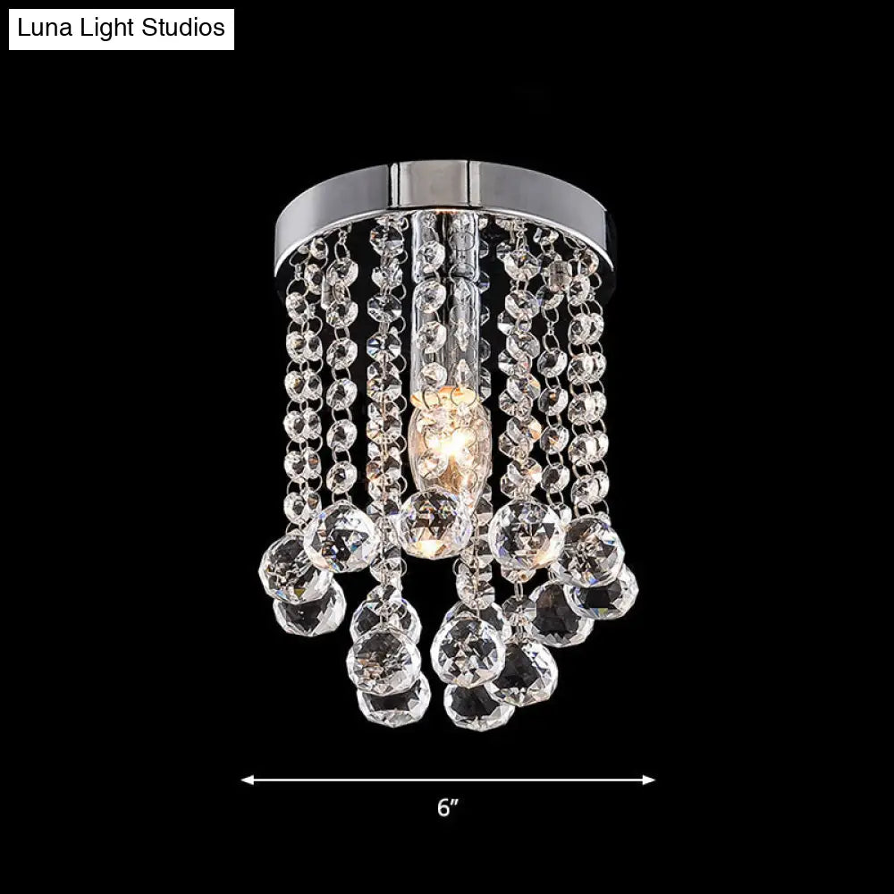 DecorBites™ مصباح DecorBites™ Crystal Ball Flush Mount مع لمسة نهائية من الكروم لسقف الممر