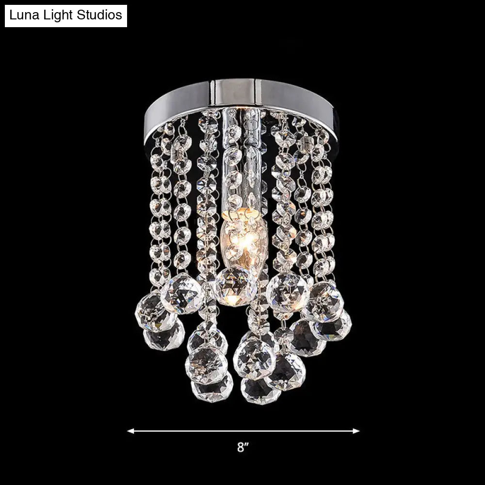 DecorBites™ مصباح DecorBites™ Crystal Ball Flush Mount مع لمسة نهائية من الكروم لسقف الممر
