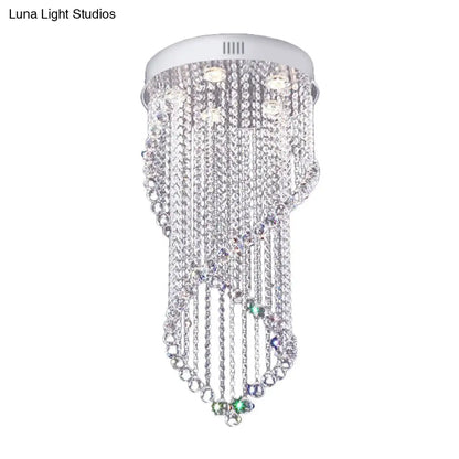 ديكوربايتس™ ديكوربايتس™ مصباح سقف حلزوني على شكل كرة بلورية مع 5 مصابيح بسيطة - لمسة نهائية من النيكل لغرفة النوم